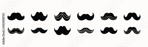 Big Collection of mustache silhouette icons in different styles and shapes for barber, fashion, and male grooming themes