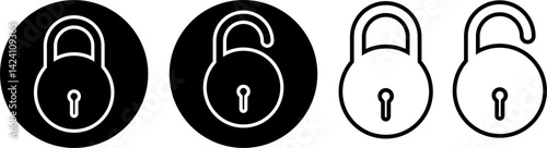 Locks icons set. Locked and unlocked line lock. Collection icon of close and open lock. Lock and unlock outline symbol. Lock web icon set - stock vector.