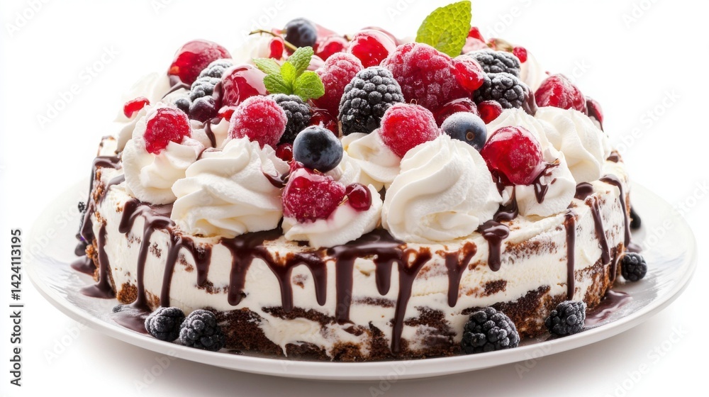 Ice cream cake topped with whipped Ice cream cake topped with whipped