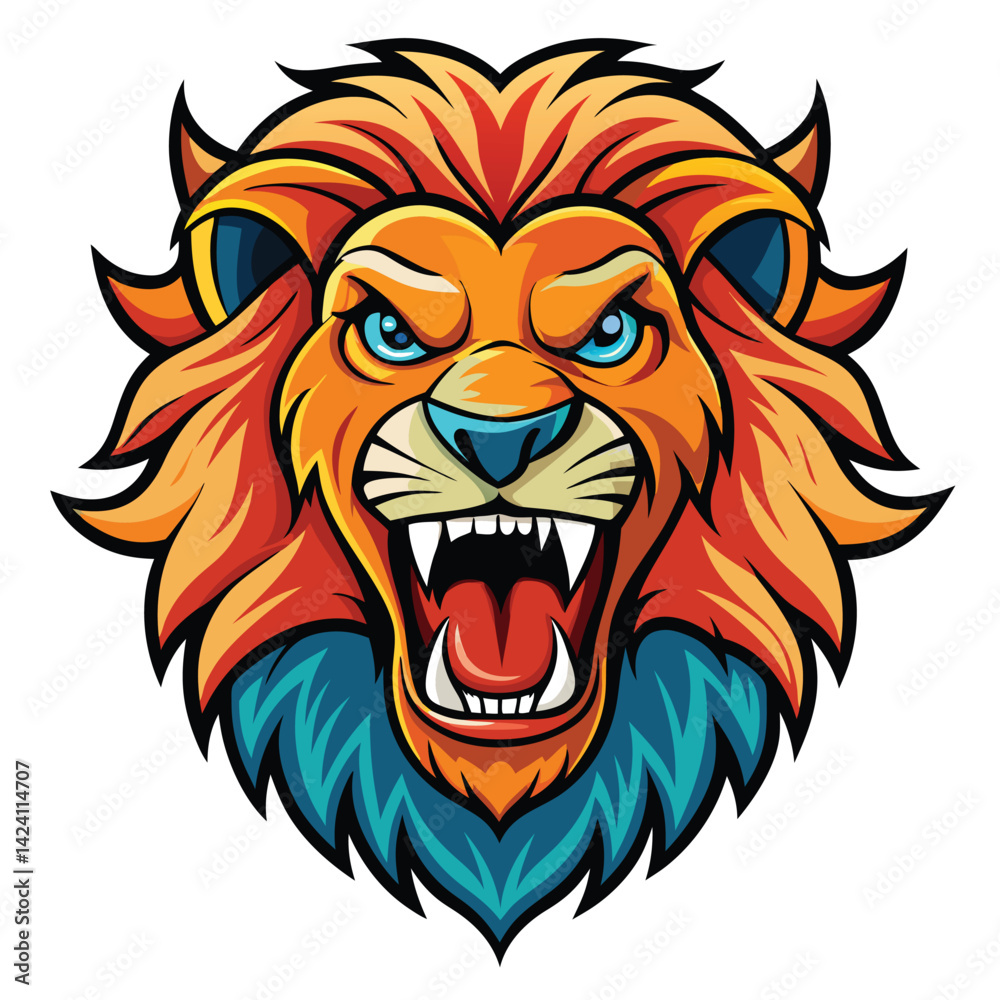 Fototapeta premium Fierce lion head illustration (1)