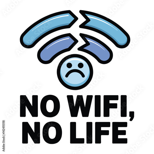 No Wifi No Life T Shirt Design Illustration