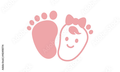 cute baby feet logo	
