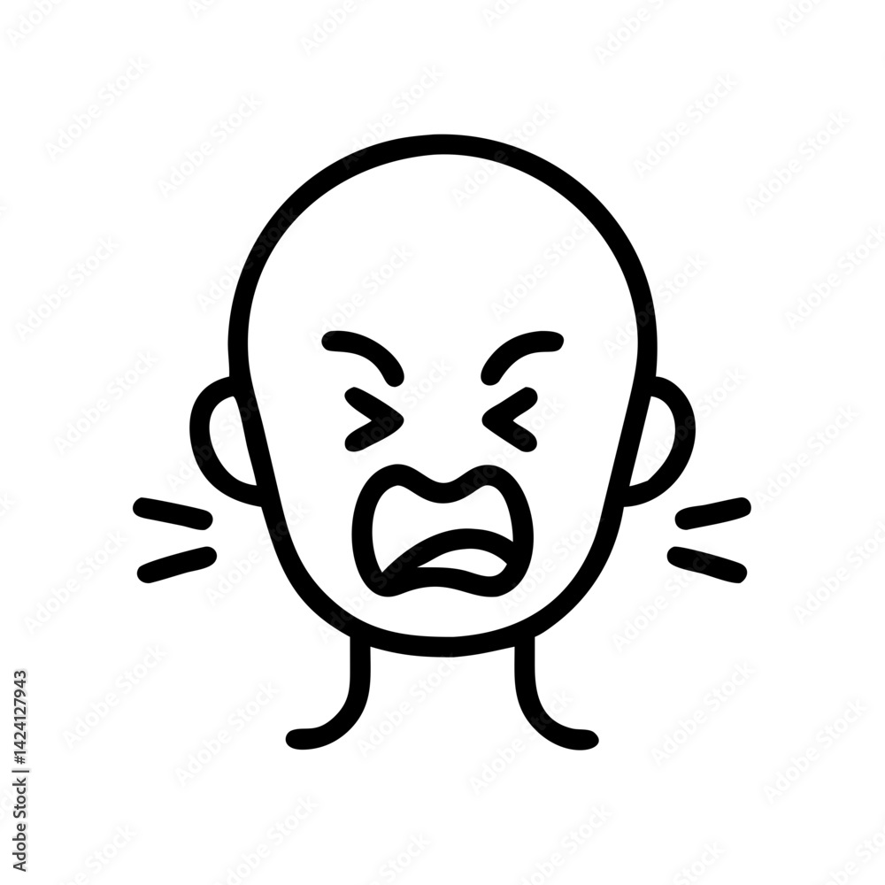 Fototapeta premium Shouting face expressing anger in a minimalistic style 