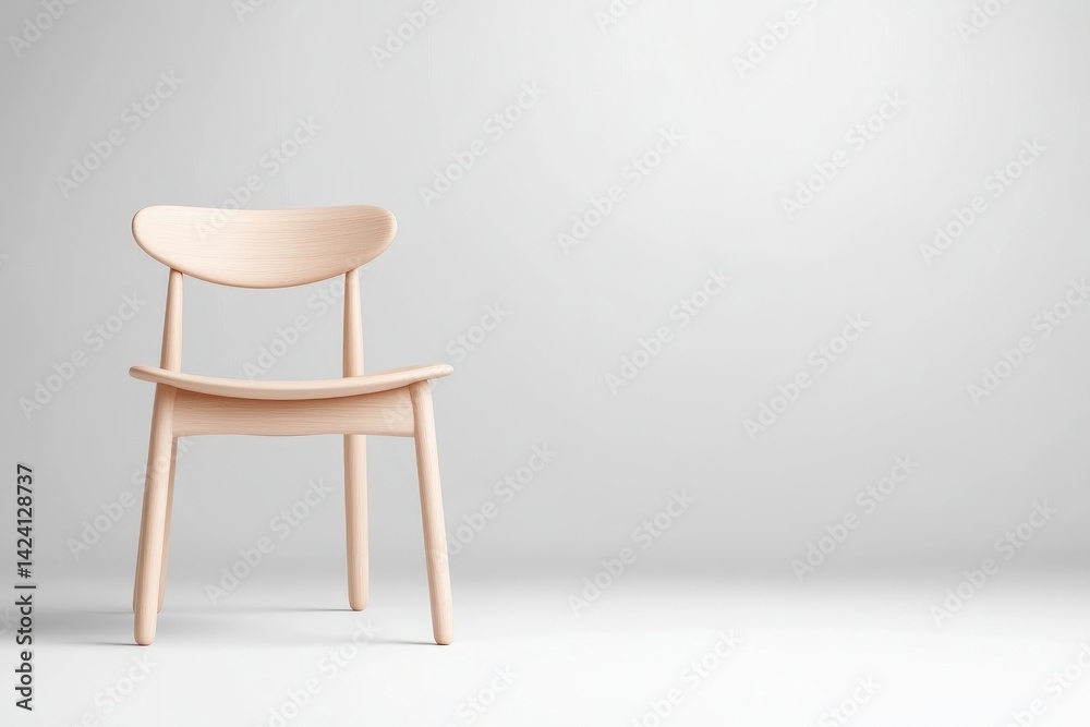 custom made wallpaper toronto digitalLight beige wooden chair against a plain white background.