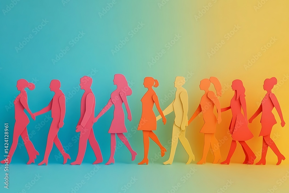 Obraz premium Optimistic People Walking Together in Progress