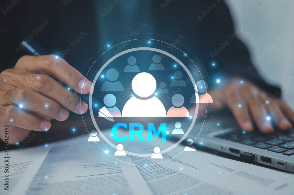 CRM management, the businessman personalizes customer experiences and optimizes sales processes to enhance customer satisfaction.