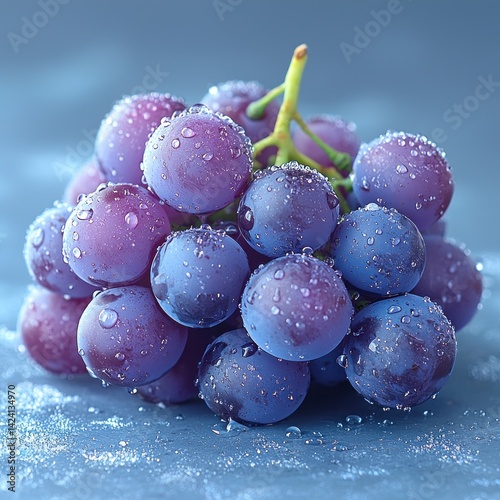 Close up of fresh grapes with water droplets, perfect for healthy snacks