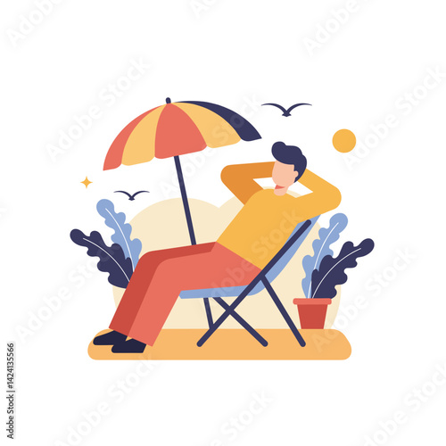 Person relaxing on a chair on a beach  