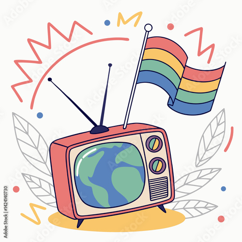 World television day unique design templet tv set