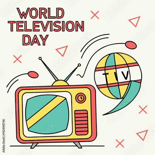 World television day unique design templet tv set