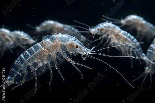 Wallpaper Mural Transparent crustaceans cluster in dark water. Torontodigital.ca