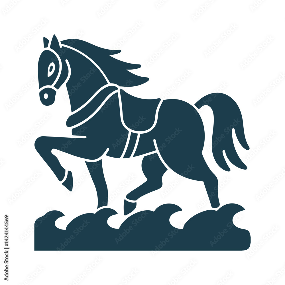 Obraz premium EPS Vector Sahibzade’s Horse – Galloping horse (symbolizing courage and sacrifice)