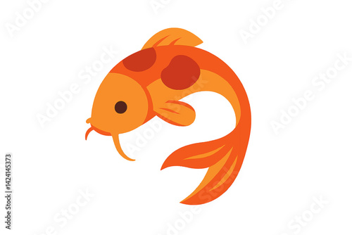Vector logo of koi fish featuring red and orange hues in a flat design style
