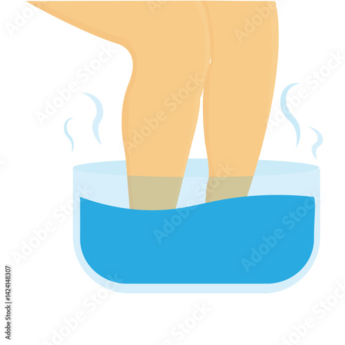 vector of feet soaking in warm water, relaxing and therapeutic