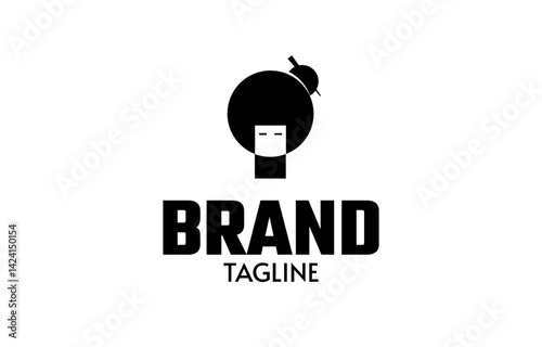 Asian girl logo design template