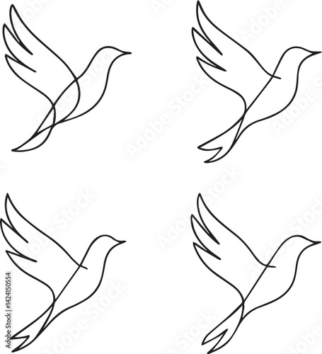 Minimalist Dove Line Art