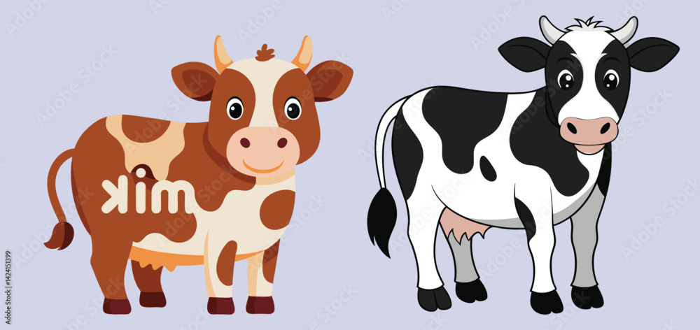 A full body side view portrait of a Charolais cow standing on a white background. A full body side view portrait of a Charolais cow standing on a white background.