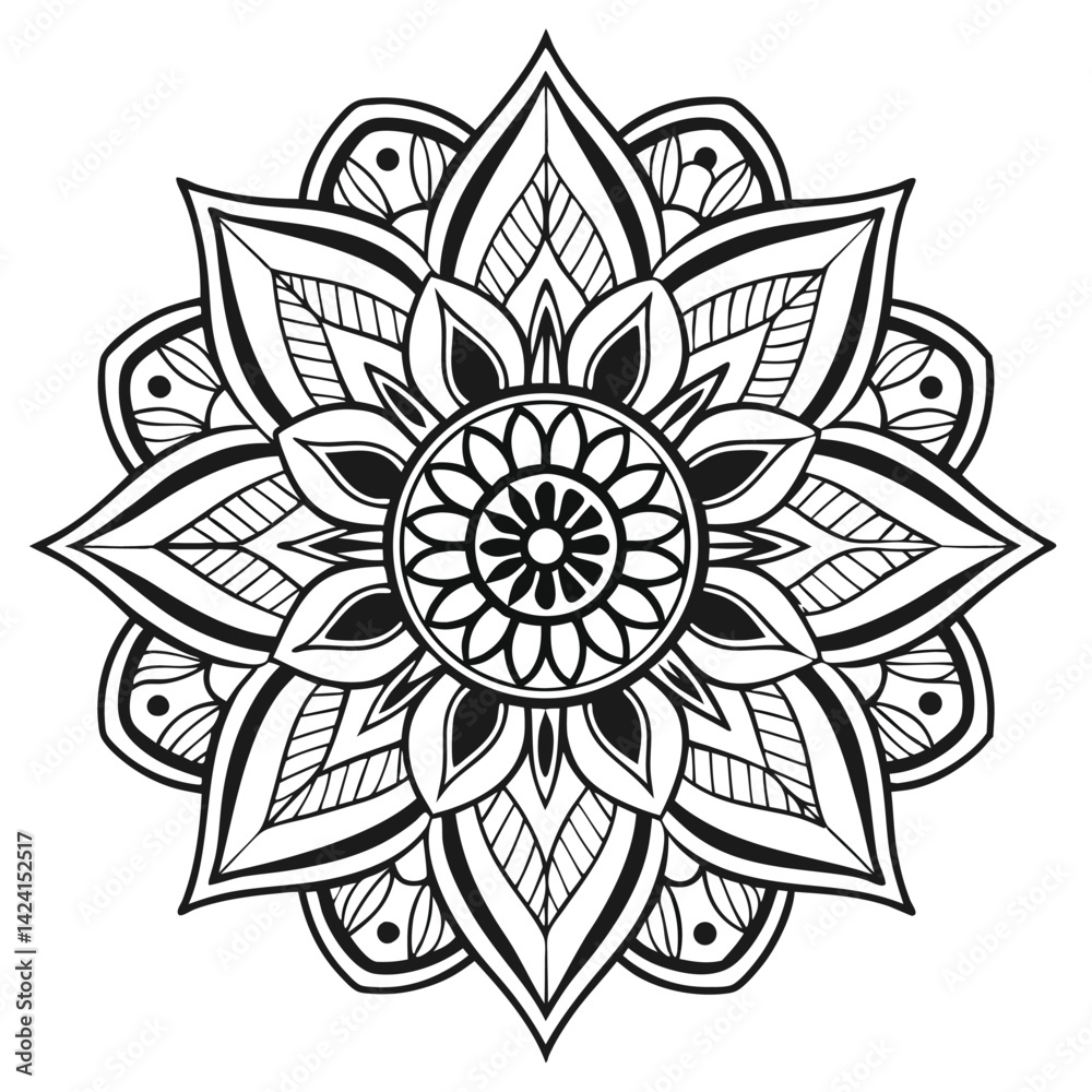 Floral Mandala Design – Intricate Vector Artwork Floral Mandala Design – Intricate Vector Artwork