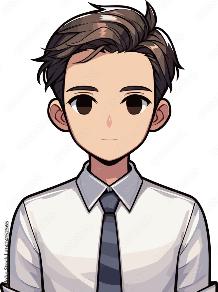 無表情の社会人男性のイラスト 無表情の社会人男性のイラスト