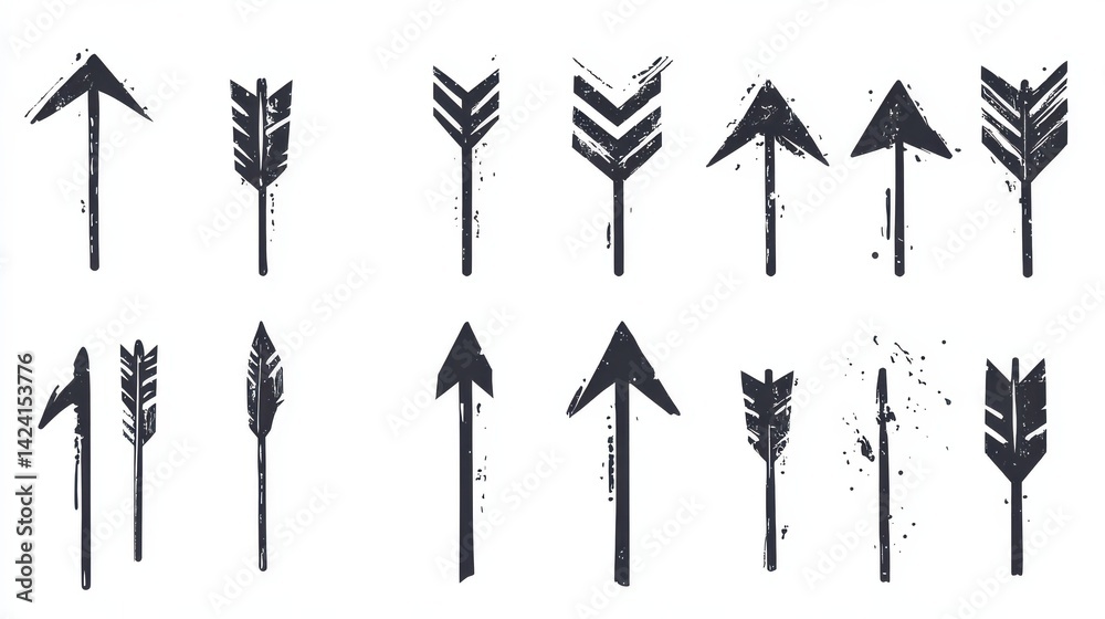 Collection hand drawn arrows. Set simple arrows isolated on white background. Arrow mark icons. Arrow paint - stock vector. Collection hand drawn arrows. Set simple arrows isolated on white background. Arrow mark icons. Arrow paint - stock vector.
