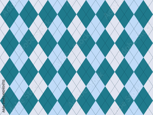 Elegant argyle pattern in teal, light blue, and white.  Perfect for backgrounds, textiles, or fashion designs.