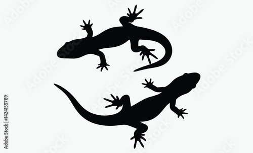 Salamander silhouette, salamander line art silhouette vector illustration 