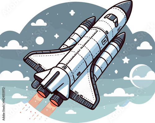 打ち上げられたスペースシャトルのイラスト