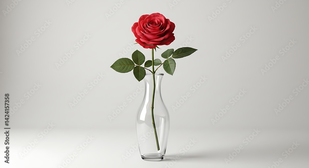 Elegant Red Rose in Glass Vase – Timeless Beauty & Romantic Charm Elegant Red Rose in Glass Vase – Timeless Beauty & Romantic Charm