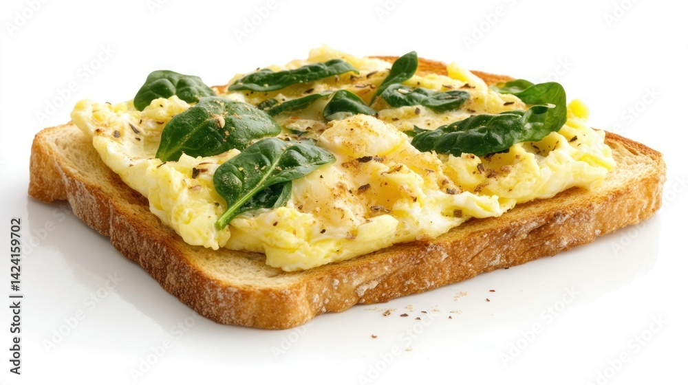 Scrambled eggs on toast with spinach Scrambled eggs on toast with spinach
