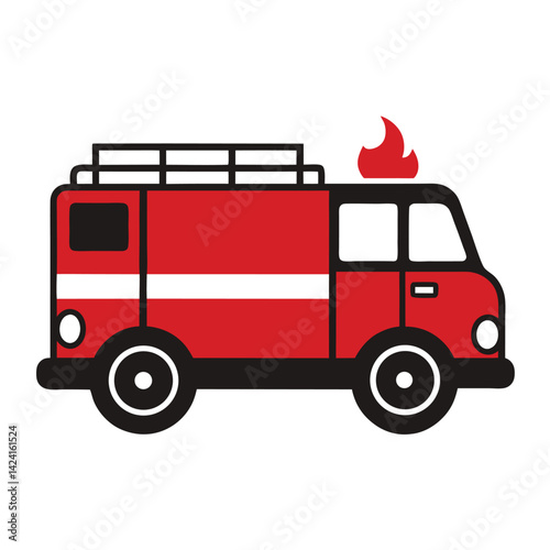 fire truck shilhotee vector isolated on white background