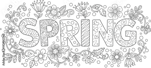 spring letters art, coloring page that you can print it on standard