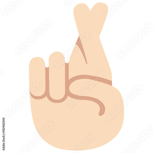 Crossed fingers hand gesture illustration, clipart, isolated on white background