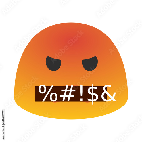 Angry censored emoji illustration, clipart, isolated on white background