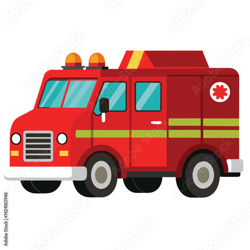 fire truck shilhotee vector isolated on white background
