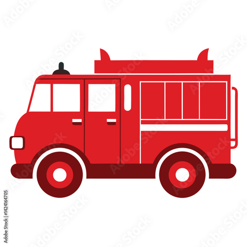 fire truck shilhotee vector isolated on white background