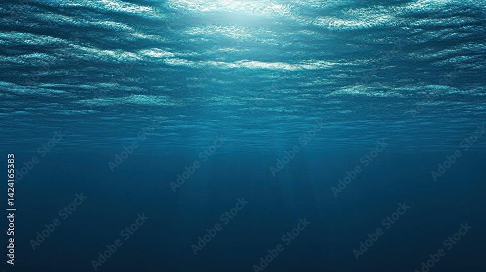 Deep ocean depths illuminated by sunlight. Deep ocean depths illuminated by sunlight.