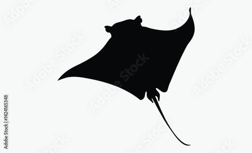 Foto Manta ray silhouette, Silhouette of manta ray or stingray, Ocean fish, Sea devil