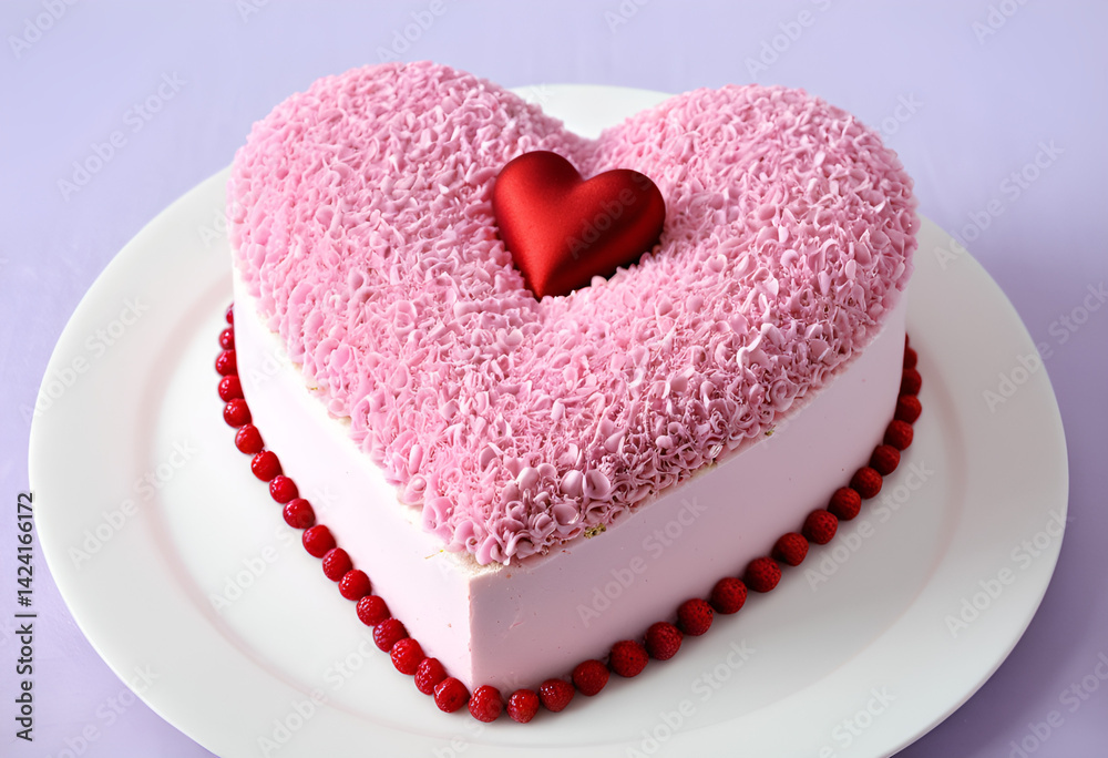 pink heart shaped cream cake with heart shape chocolate pink heart shaped cream cake with heart shape chocolate