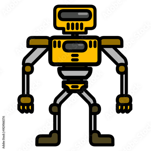 Funny robot cartoon character design. Colorful Cartoon Illustration of a Standing Robot with isolated background 