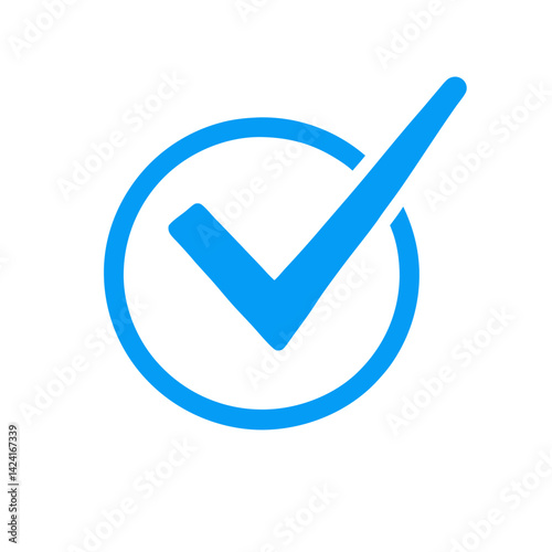 Blue Check Mark In Circle Symbol Of Approval And Validation Graphic Element