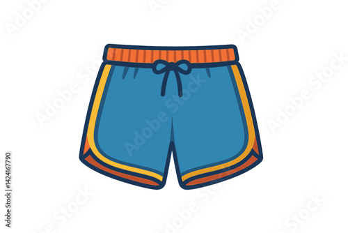 Athletic shorts illustrated in flat style with vibrant colors and clean lines in vector format