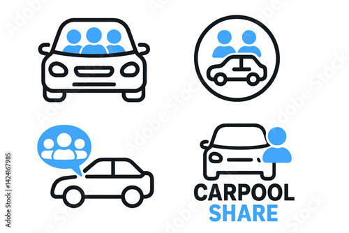 The carpool share icons are presented in a combination of black and blue colors against a white backdrop
