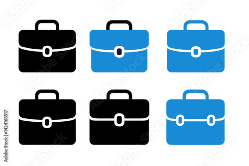 Briefcase icons are depicted in a combination of black and blue colors on a white background