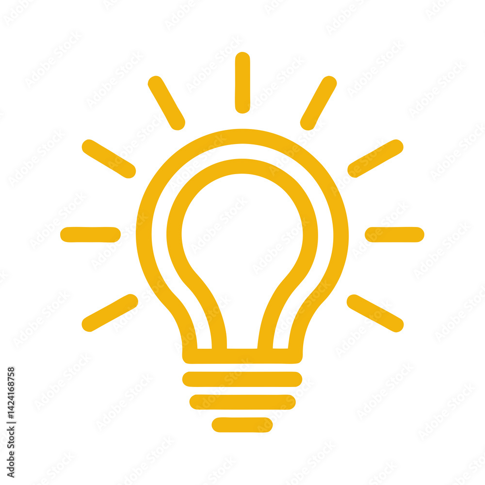 Yellow Light Bulb Symbolizing Innovation And Creativity On White Background Flat Design Yellow Light Bulb Symbolizing Innovation And Creativity On White Background Flat Design