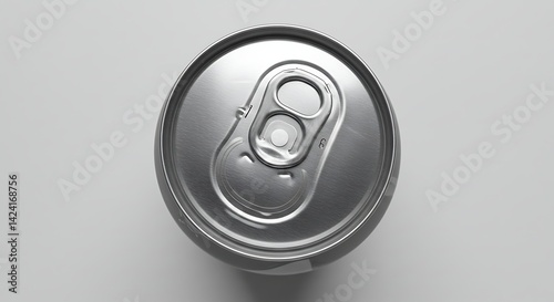 One tin can isolated on white, top view
