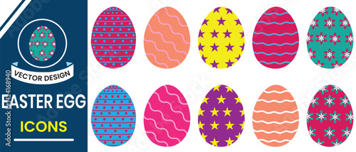 Set of Easter Egg Vector. Set of color ester eggs. Vector set of easter eggs, silhouette. Easter day element set. Vector illustration of egg.