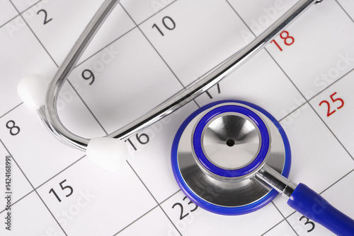 Stethoscope On Calendar Page Medical Concept