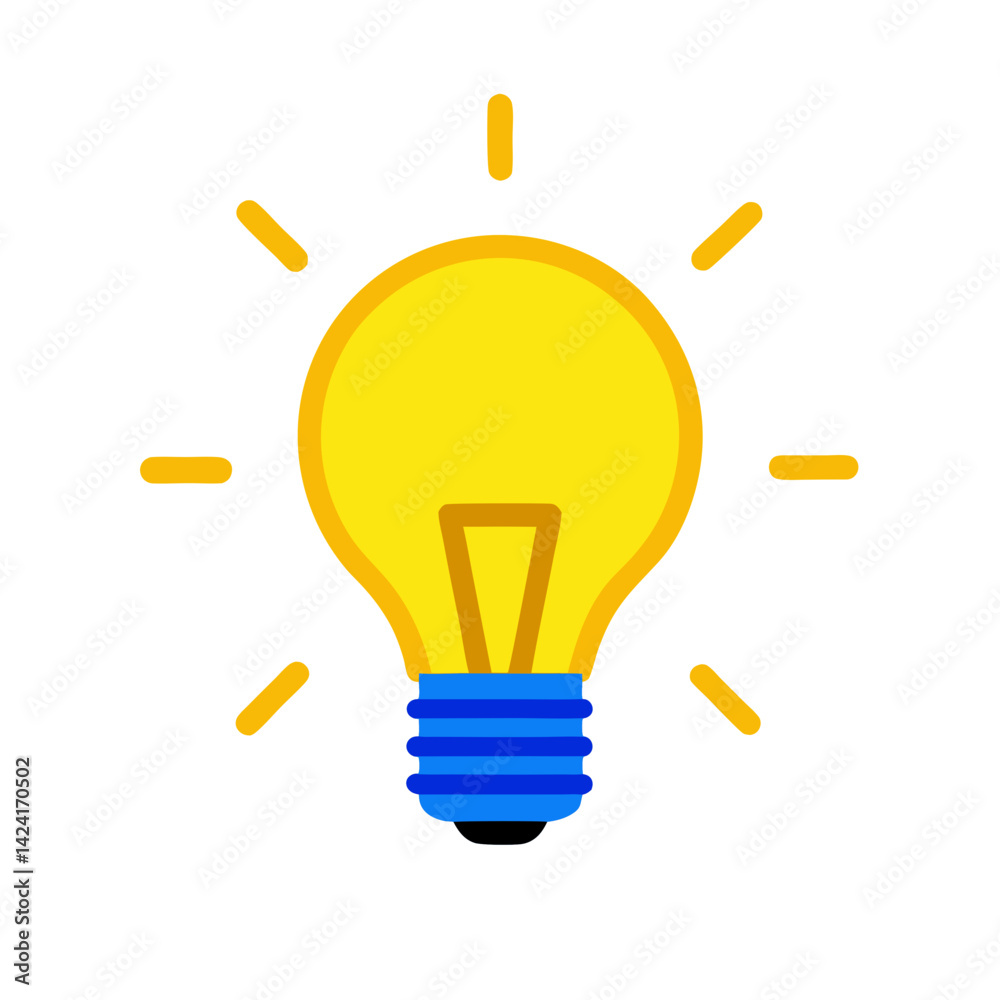 Bright Yellow Lightbulb With Rays Symbolizing New Ideas And Creative Thinking Bright Yellow Lightbulb With Rays Symbolizing New Ideas And Creative Thinking