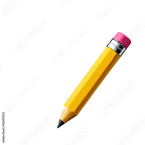 Vector Illustration Of A Yellow Pencil With Pink Eraser On White Background