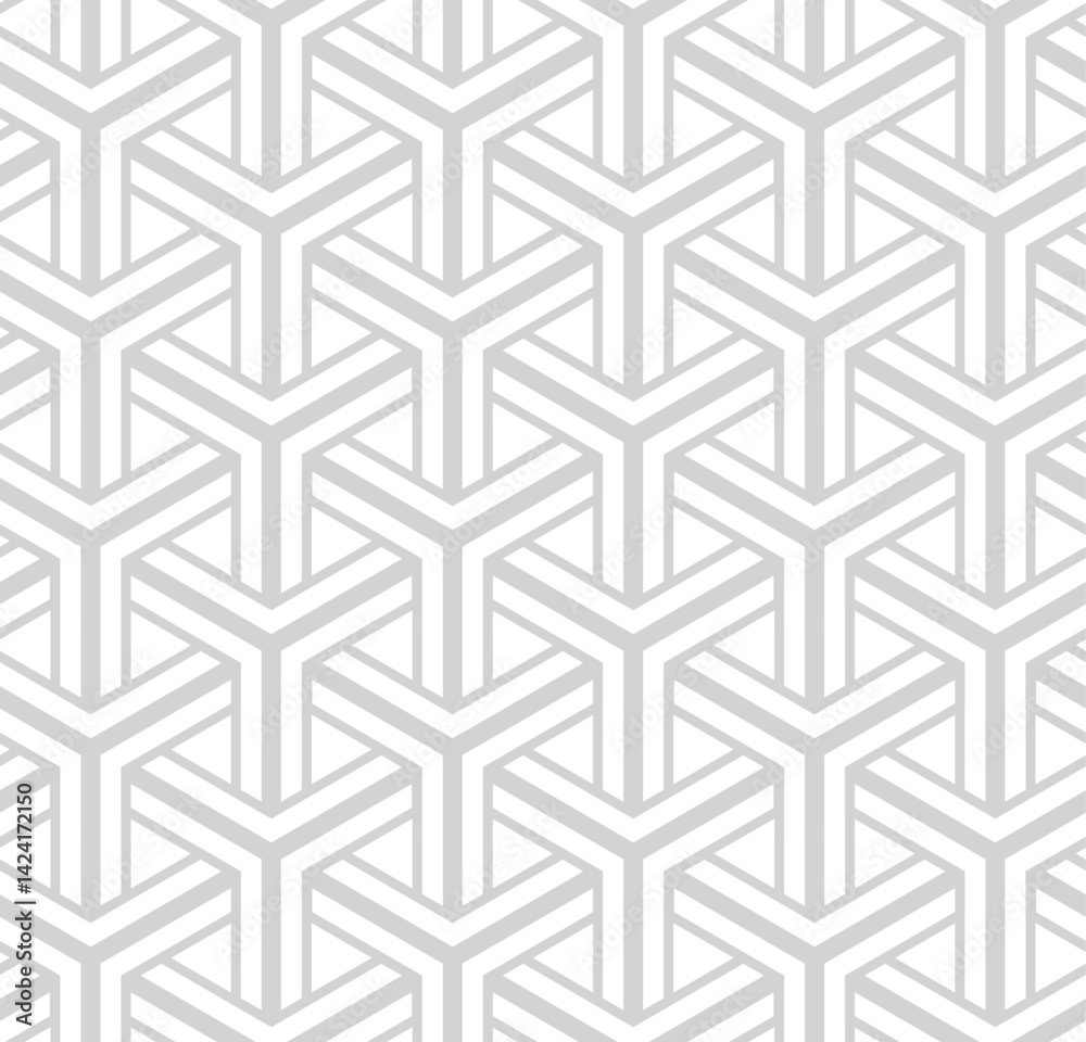 Grey hexagon seamless pattern on white background. Repeating grey pattern.
